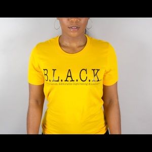 BLACK Acronym T-Shirt Women's Unisex Size XS Yellow black history month bhm blm